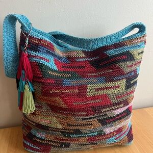 Stone Mountain Multicolor Patterned Crocheted Purse with Tassel